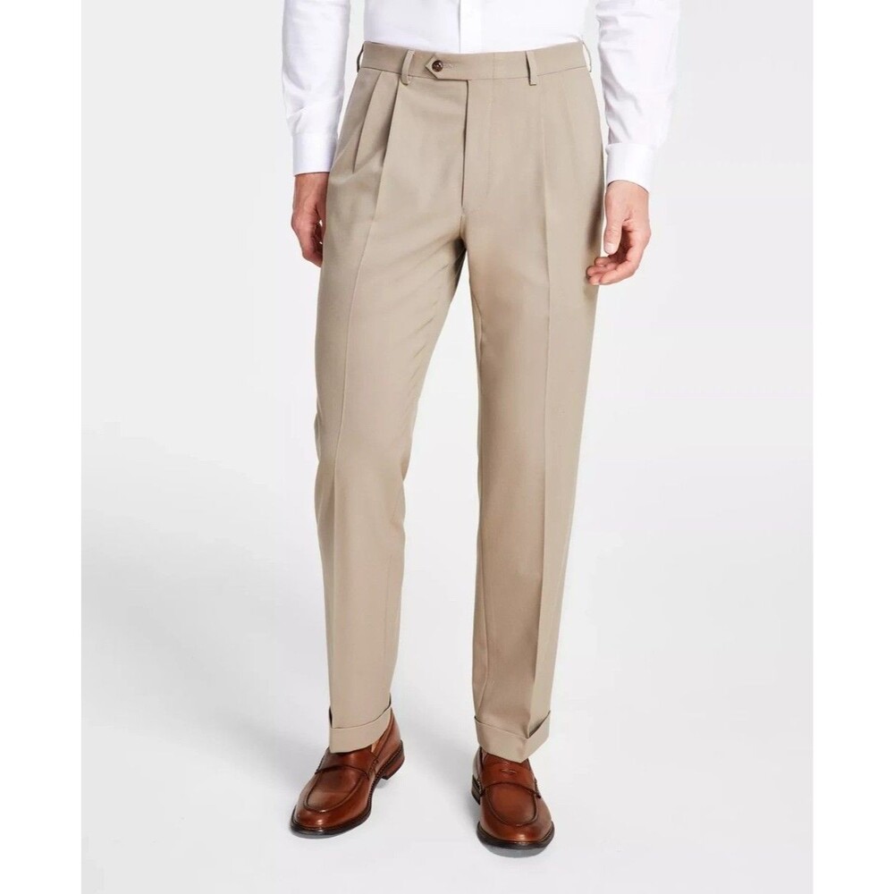 $95 NEW MICHAEL KORS MENS 32x30 TAN PLEATED NEWBURY TROUSERS/DRESS PANTS/SLACKS
